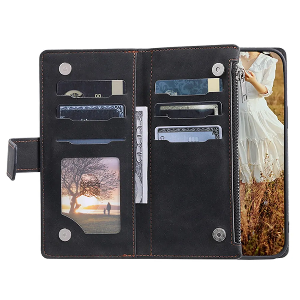 005 Style for Samsung Galaxy S22 5G Stylish Rhombus Texture PU Leather Phone Cover Zipper Pocket Card Cash Holder Shockproof Shell with Wrist Strap