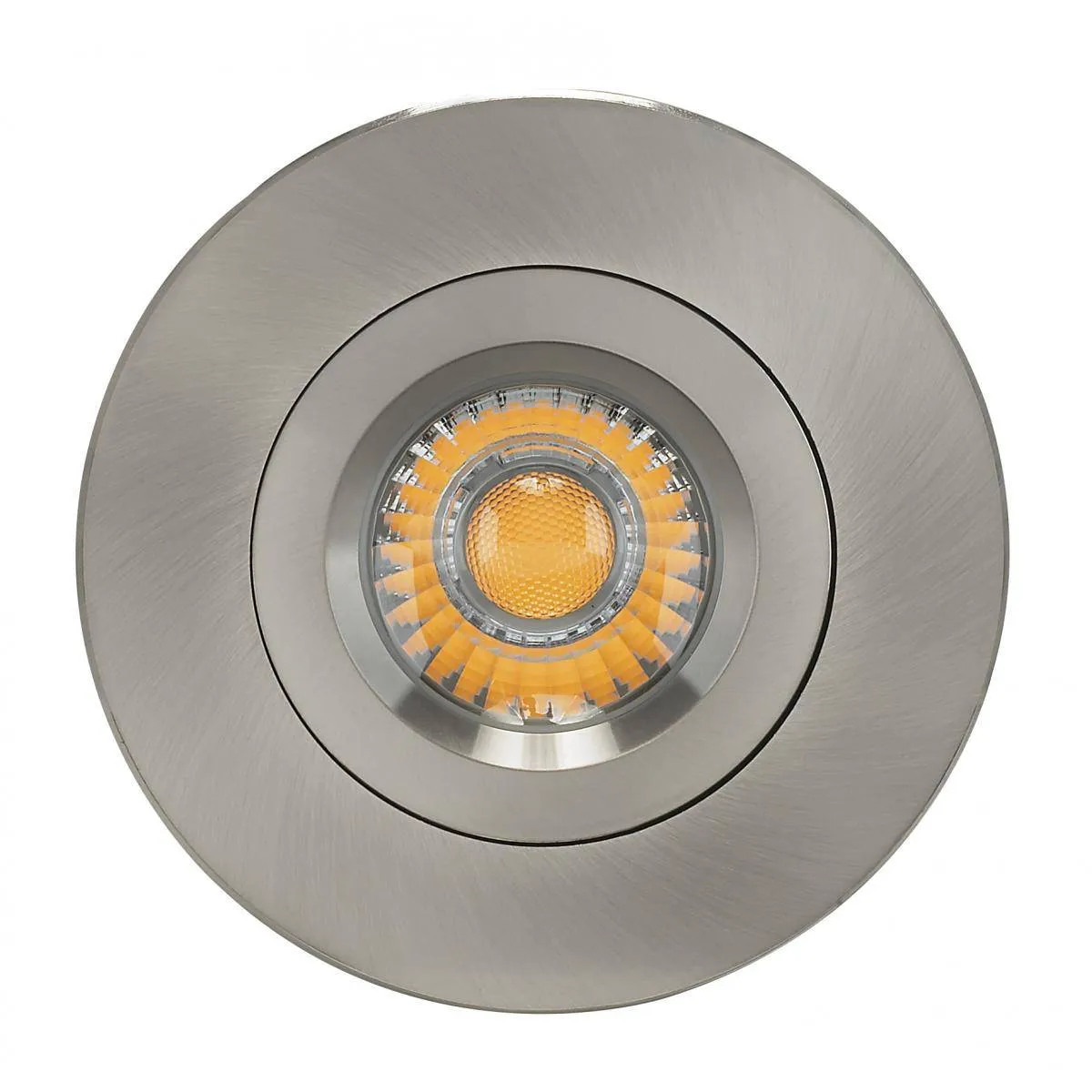 12 watt LED Direct Wire Downlight; Gimbaled; 4 inch; 3000K; 120 volt; Dimmable; Round; Remote Driver; Brushed Nickel