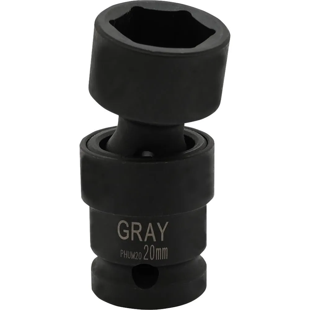 1/2" Drive 6 Point Metric Universal Joint Sockets - Impact Black Industrial Finish