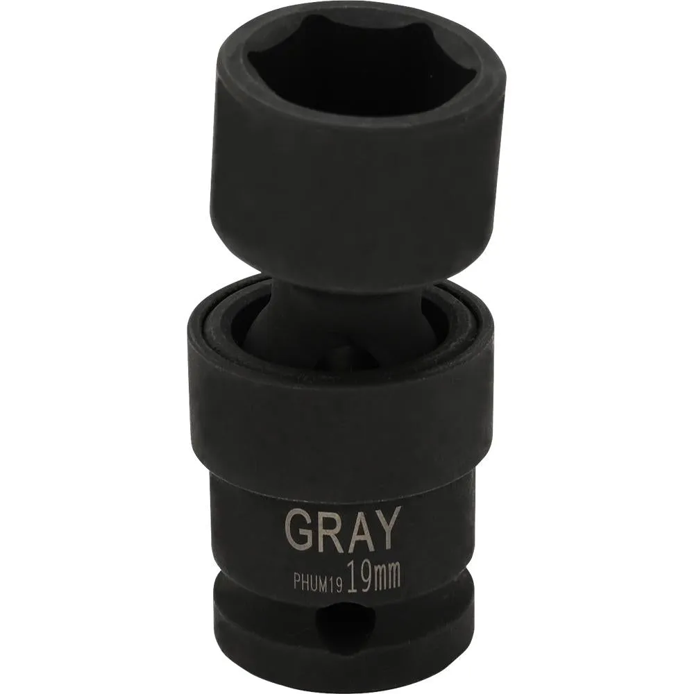 1/2" Drive 6 Point Metric Universal Joint Sockets - Impact Black Industrial Finish