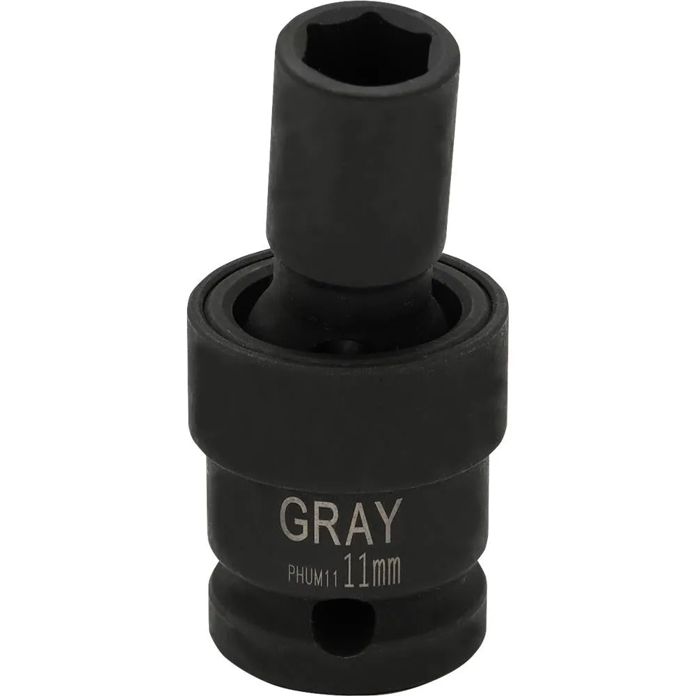 1/2" Drive 6 Point Metric Universal Joint Sockets - Impact Black Industrial Finish