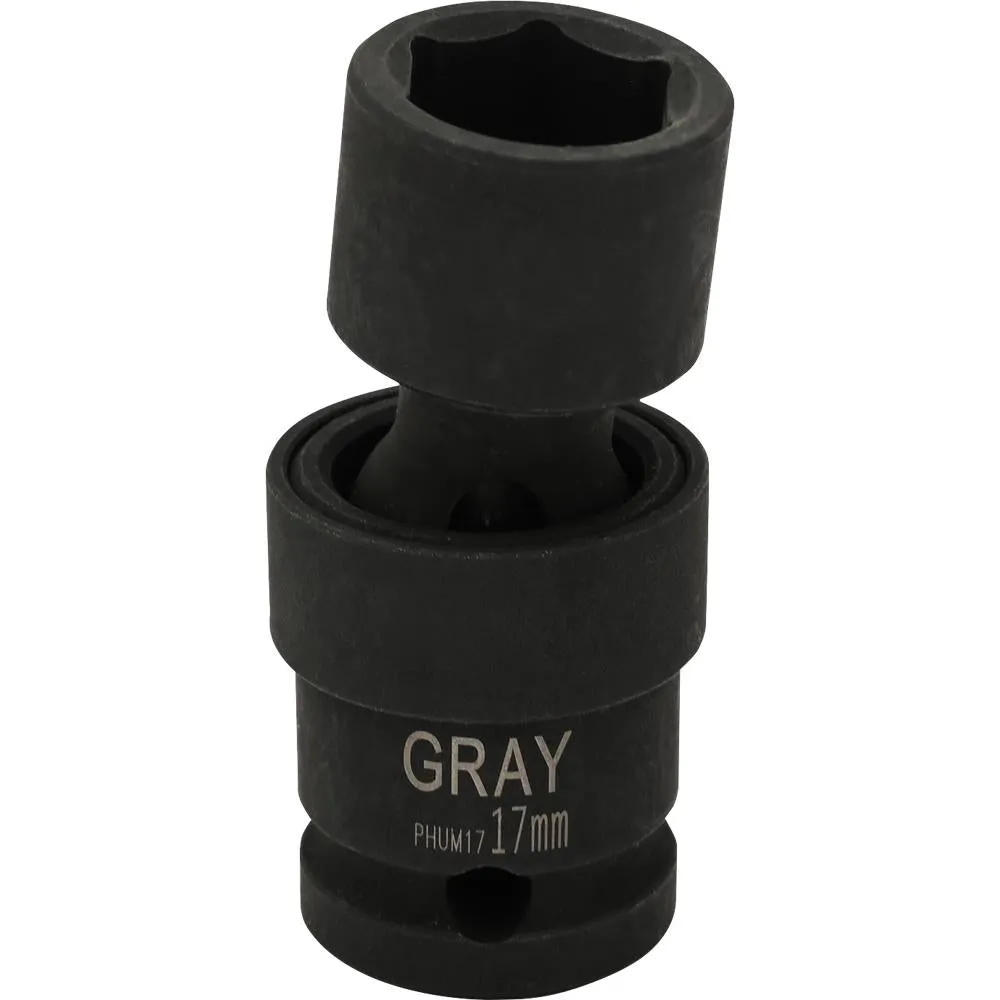 1/2" Drive 6 Point Metric Universal Joint Sockets - Impact Black Industrial Finish