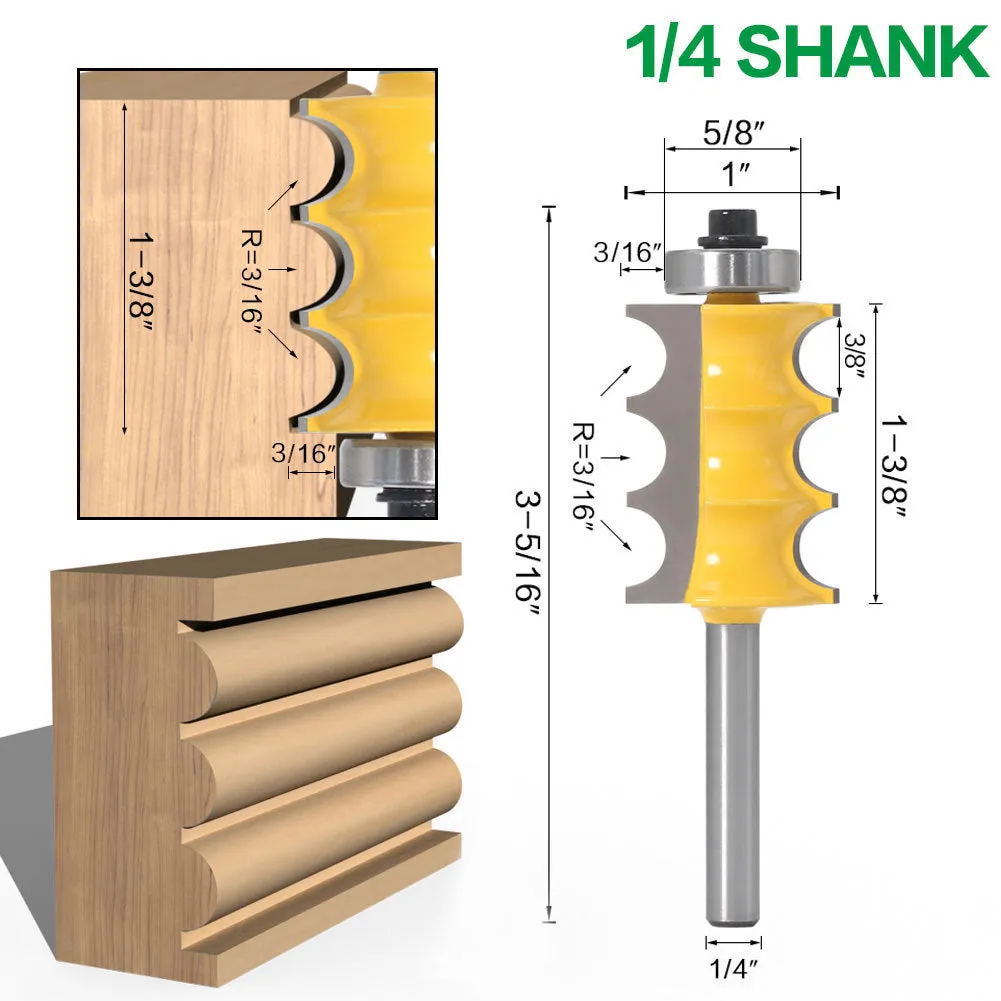 1/4 Handle 6 Flute Router Bit for Woodworking Machines with Shank Diameter 8mm