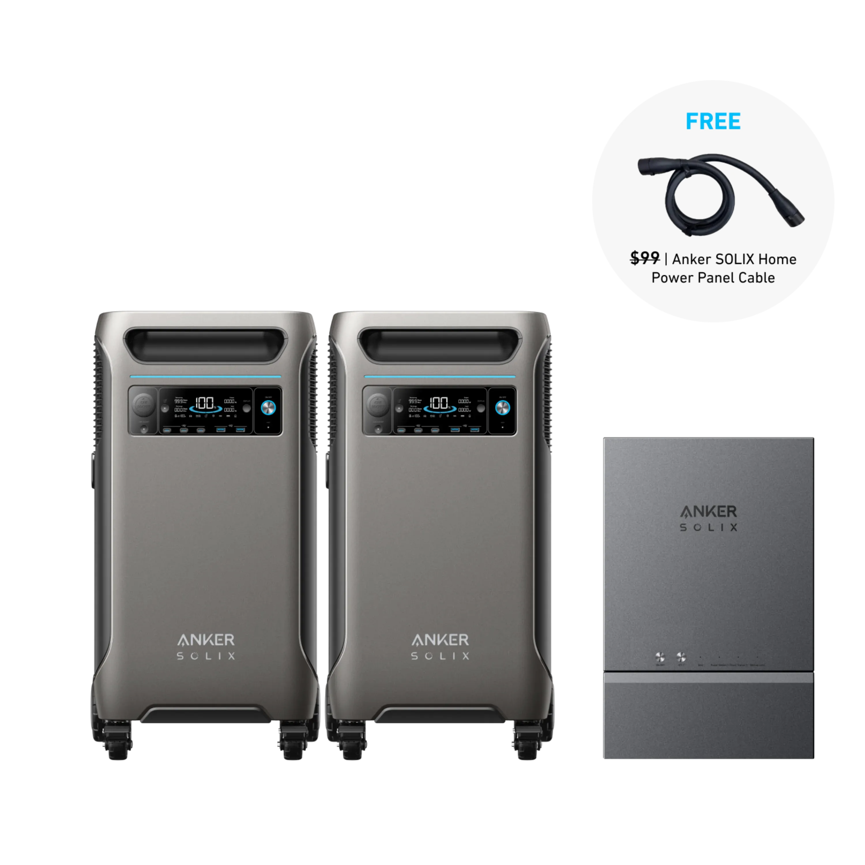 2 × Anker SOLIX F3800 - (12kW | 7.68kWh)   Smart Home Power Kit