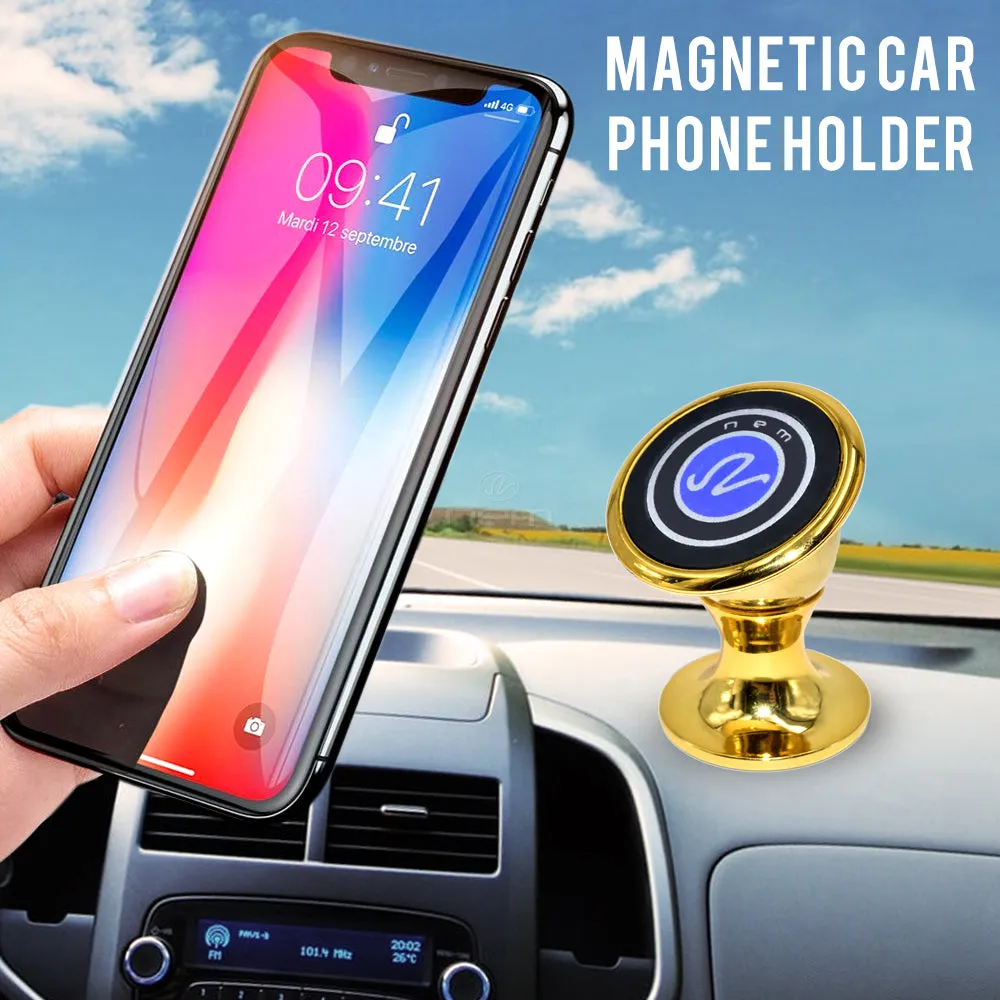 360 Degree Rotation Magnetic Phone Car Mount, Gold