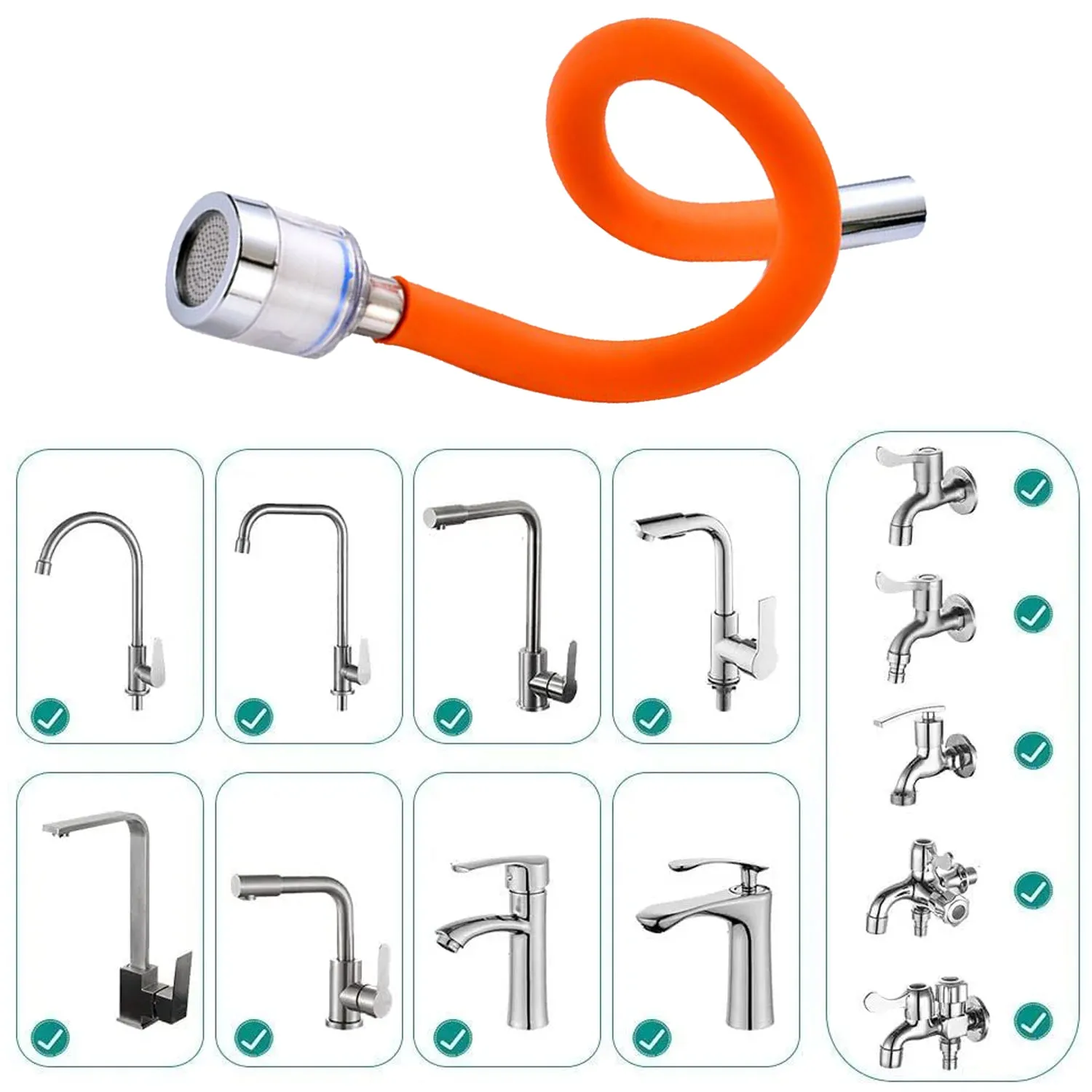 9087 Flexible Water Tap Extender, Universal Foaming Extension Tube with Connector, 360 Free Bending Faucet Extender, Adjustable Sink Drain Extension (18cm)