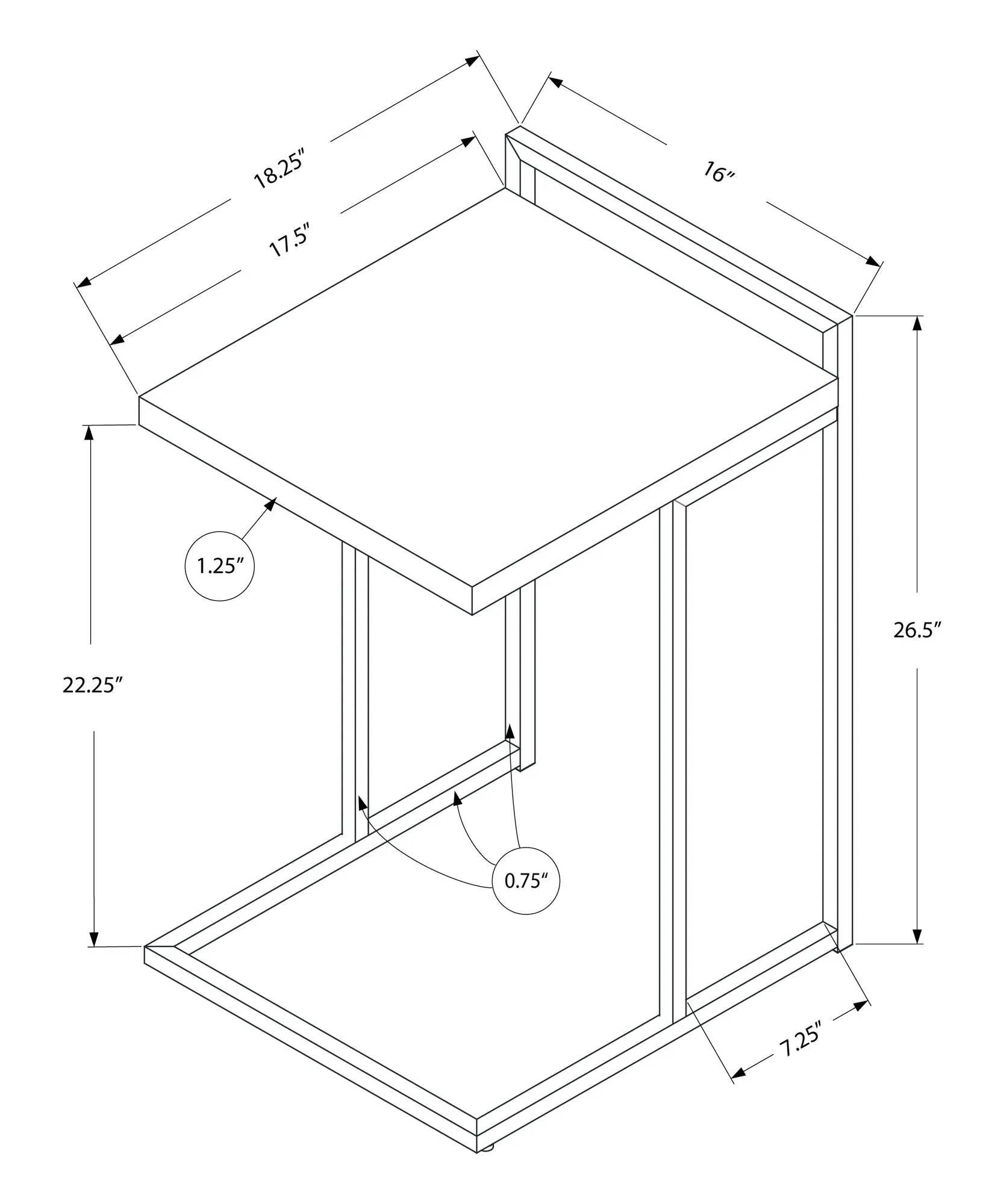 Accent Table - 25"H / Black Reclaimed Wood / Black Metal