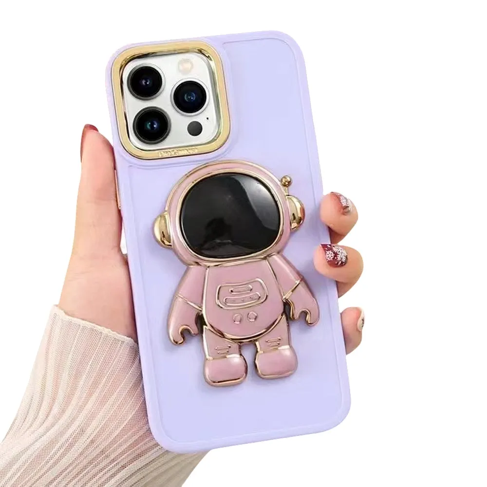 Anymob iPhone Violet Astronaut Folding Stand Case Plating Photo Frame Protector Silicone Cover