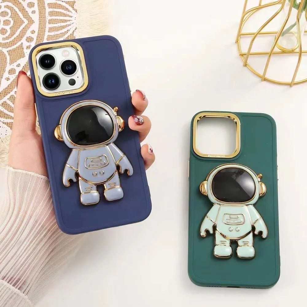 Anymob iPhone Violet Astronaut Folding Stand Case Plating Photo Frame Protector Silicone Cover