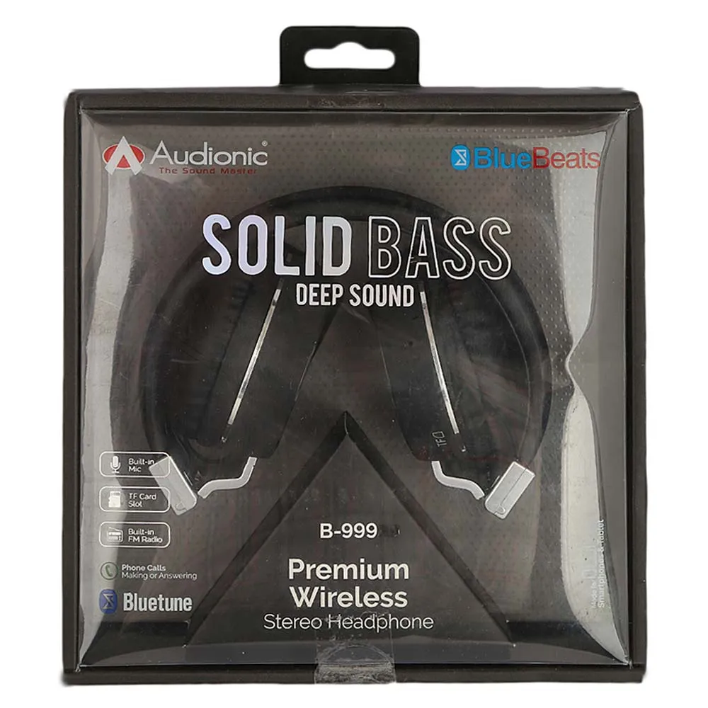 Audionic Solid Bass Wireless Headphone (B-999)- Black