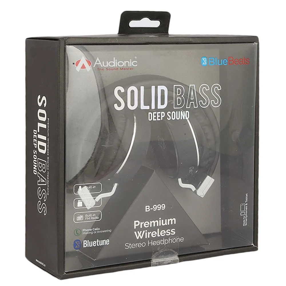 Audionic Solid Bass Wireless Headphone (B-999)- Black