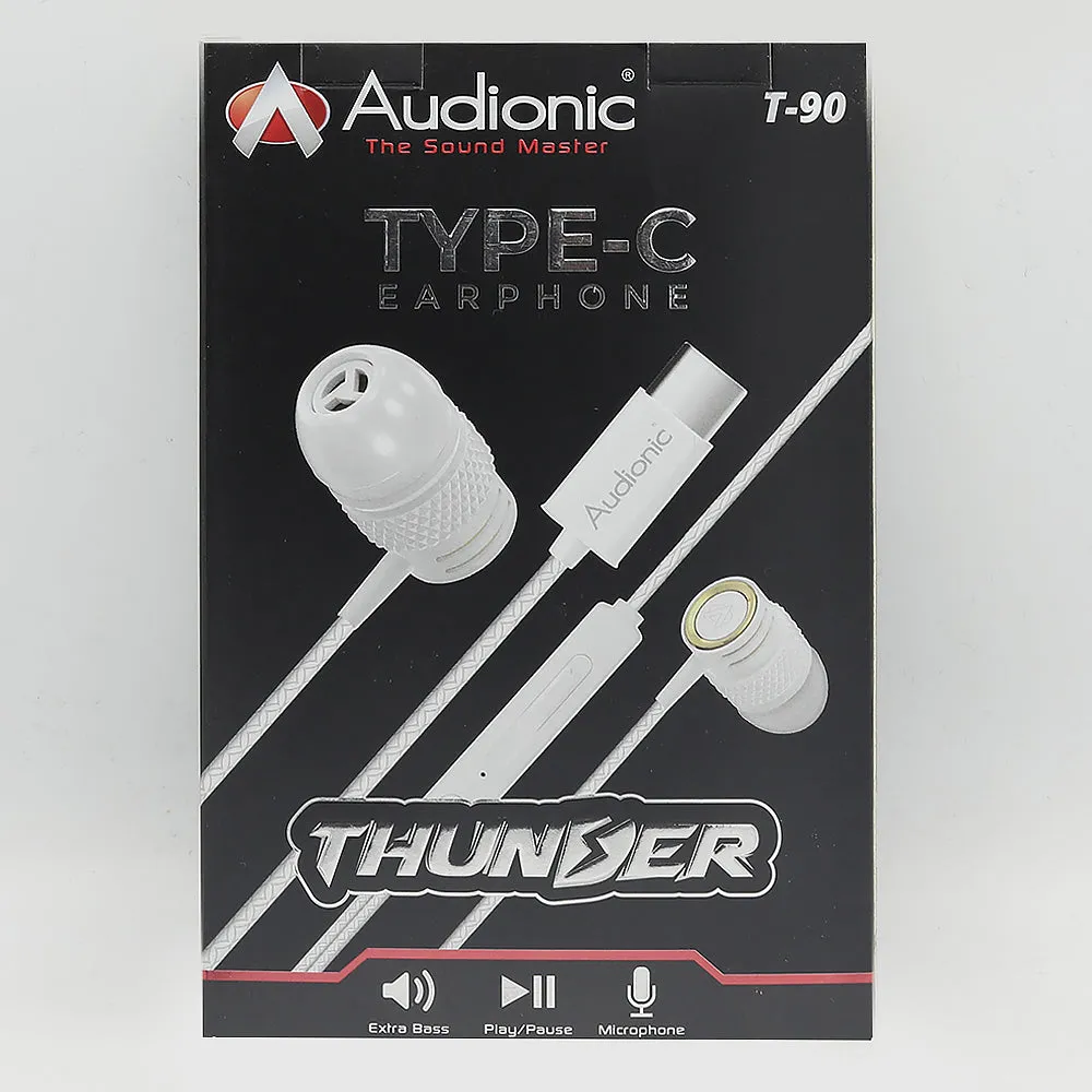 Audionic Thunder TYPE C Earphones T90 - White