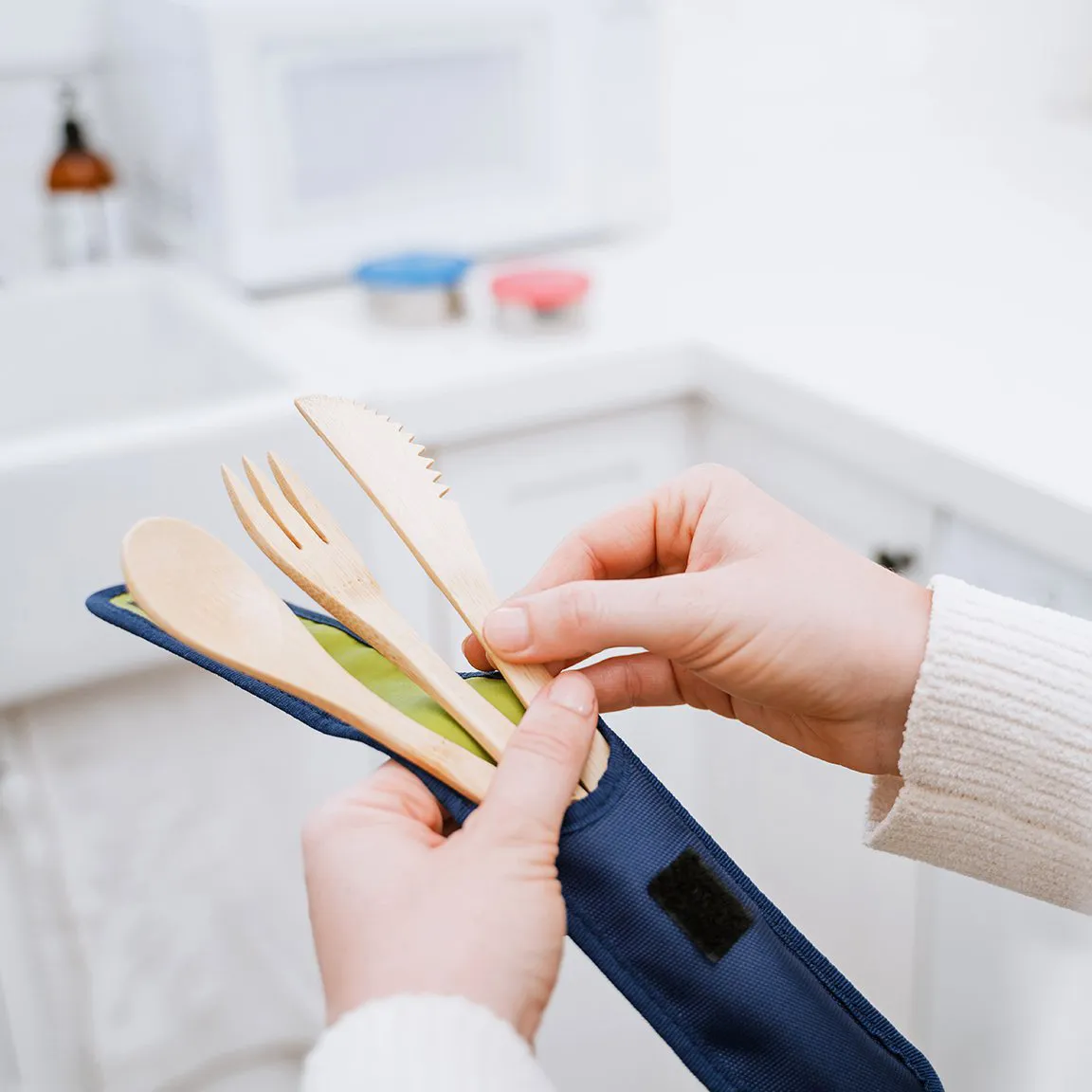 Bamboo Cutlery Set - Navy