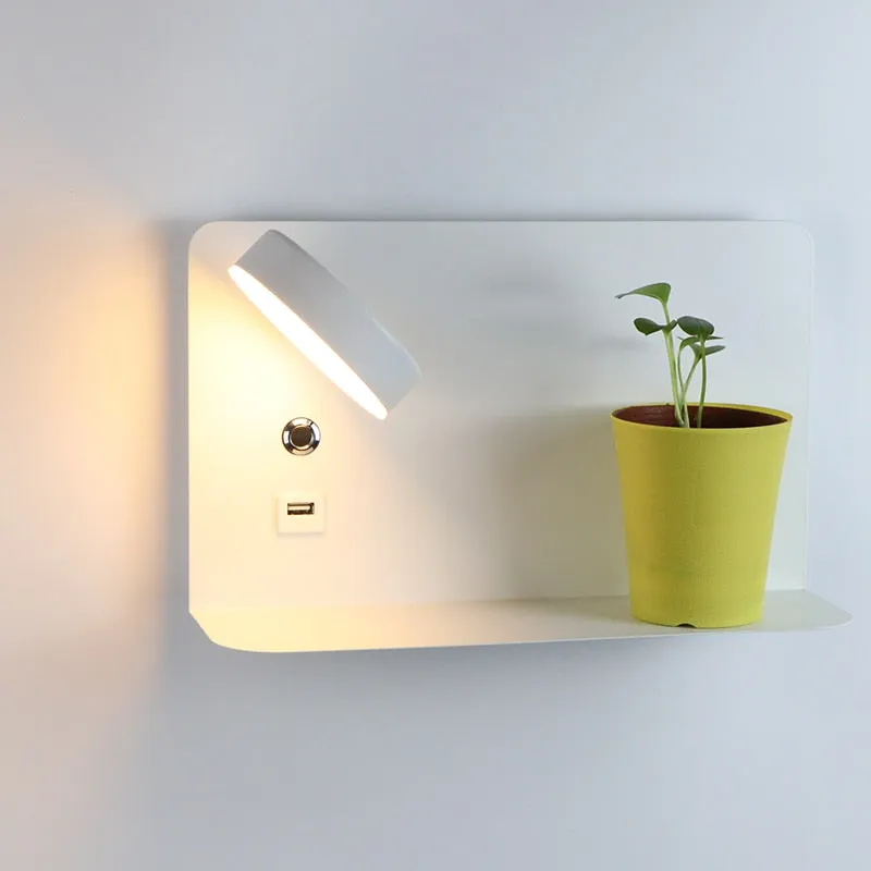 Bedside Phone Holder LED Wall Lamp