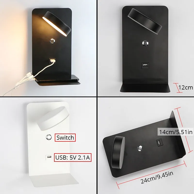 Bedside Phone Holder LED Wall Lamp