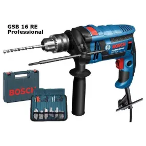 Bosch GSB 16 RE Impact Drill (Wrap) with 100 pcs Accessories 5/8" (16mm) 750W