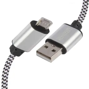 Braided Tough Micro USB Data Cable with Fast Charging up to 2.4A for All Mobile Devices and Tablets (Silver , 1 m/3.3 feet)