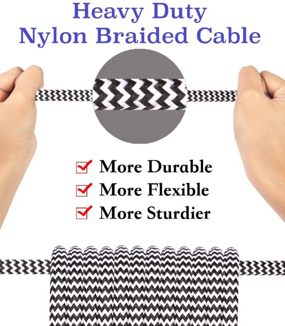 Braided Tough Micro USB Data Cable with Fast Charging up to 2.4A for All Mobile Devices and Tablets (Silver , 1 m/3.3 feet)