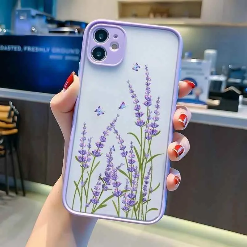 Butterfly Lavender Flowers Cute Phone Case For iPhone 12 mini 11 pro max 6s 7 8 Plus SE 2 X XR XS Max