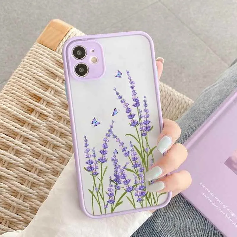 Butterfly Lavender Flowers Cute Phone Case For iPhone 12 mini 11 pro max 6s 7 8 Plus SE 2 X XR XS Max