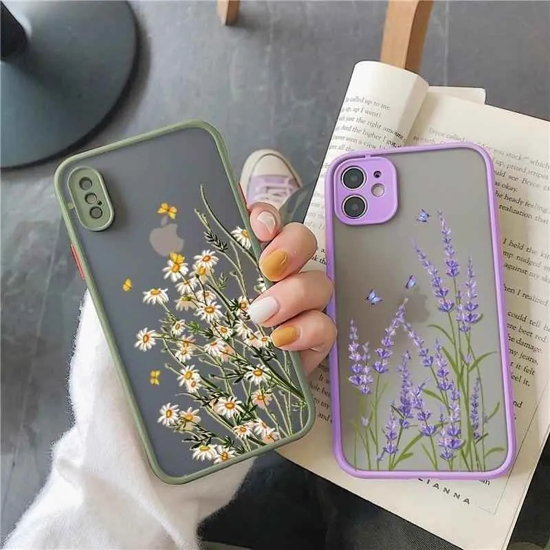 Butterfly Lavender Flowers Cute Phone Case For iPhone 12 mini 11 pro max 6s 7 8 Plus SE 2 X XR XS Max