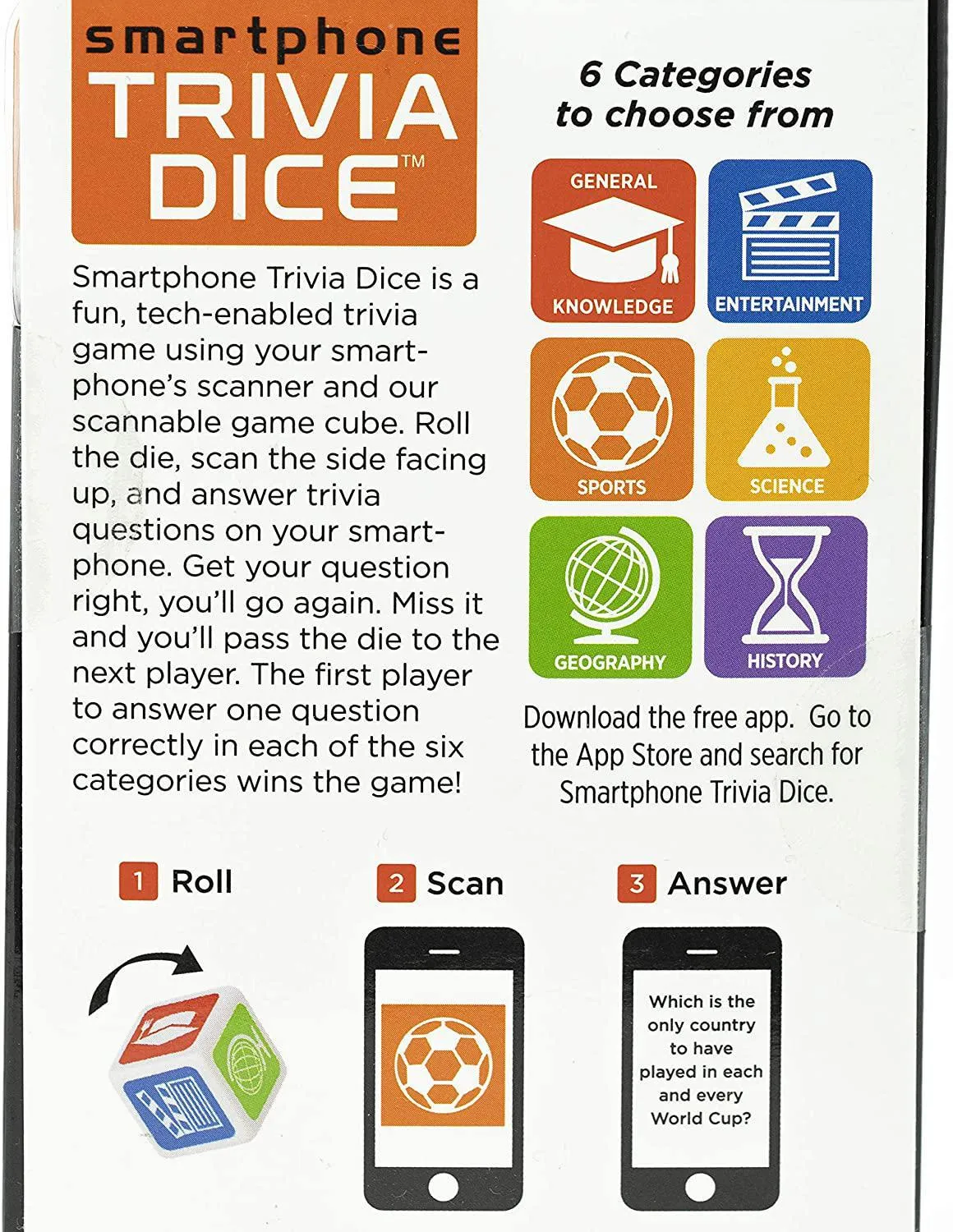 Continuum Games Smartphone Trivia Dice - Roll the Die, Scan it, Trivia Questions Using Smartphone