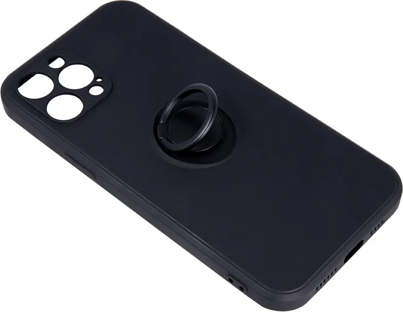 Copy of iPhone 13 Pro Finger Grip Ring Holder Silicon Cover - Black