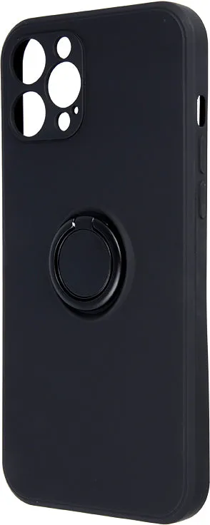 Copy of iPhone 13 Pro Finger Grip Ring Holder Silicon Cover - Black