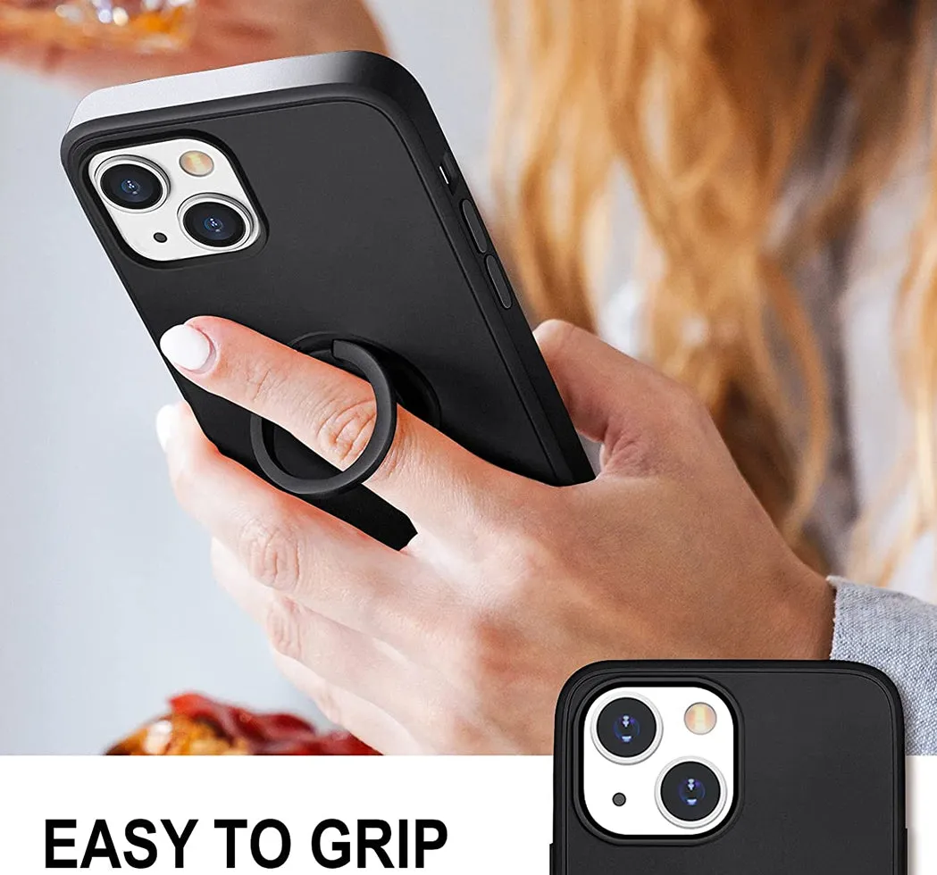 Copy of iPhone 13 Pro Finger Grip Ring Holder Silicon Cover - Black