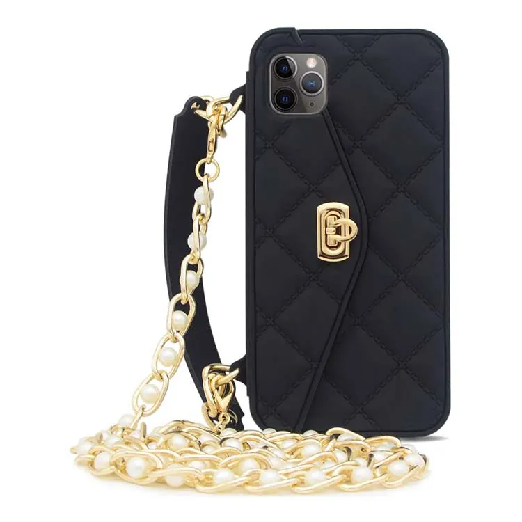 Crossbody Luxury Designer Silicone Purse Wallet Phone Case With Chain For iPhone 14