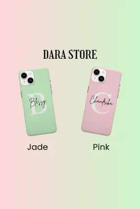 Custom initial iPhone case Jade and Pink