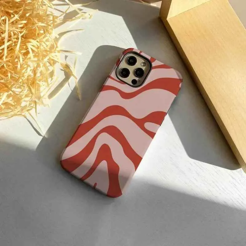 Cute Phone Cases For iPhone 16 Pro Max, 15, 14, 13, 12, and 11 Pro Plus - Red Swirl - Acrylic TPU Cover - TSP507