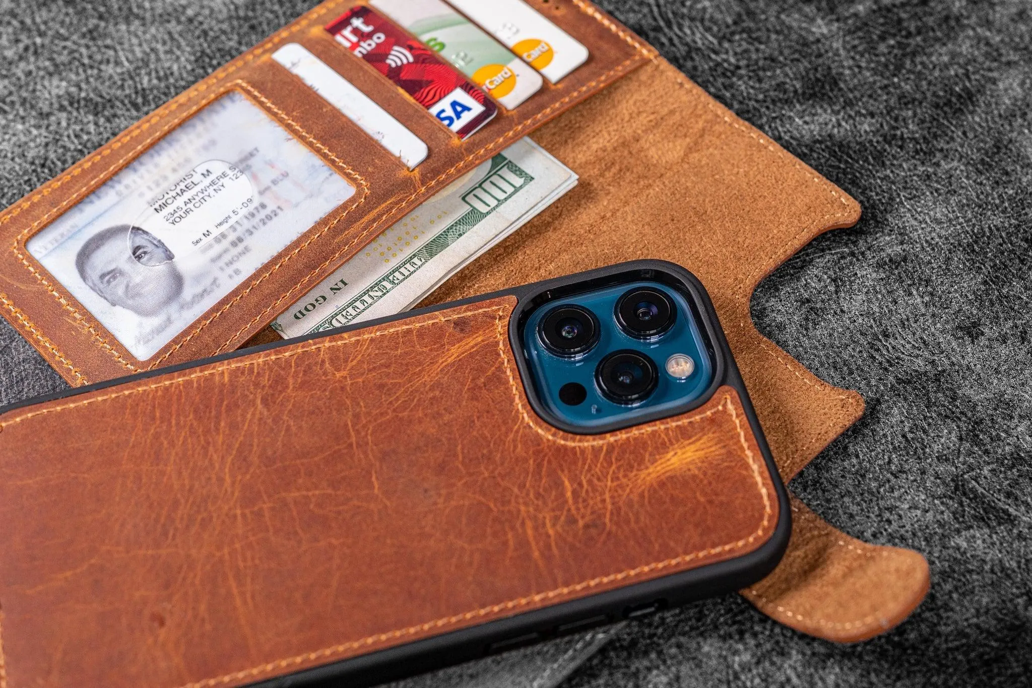 Detachable iPhone 13 Pro  Leather Wallet Case