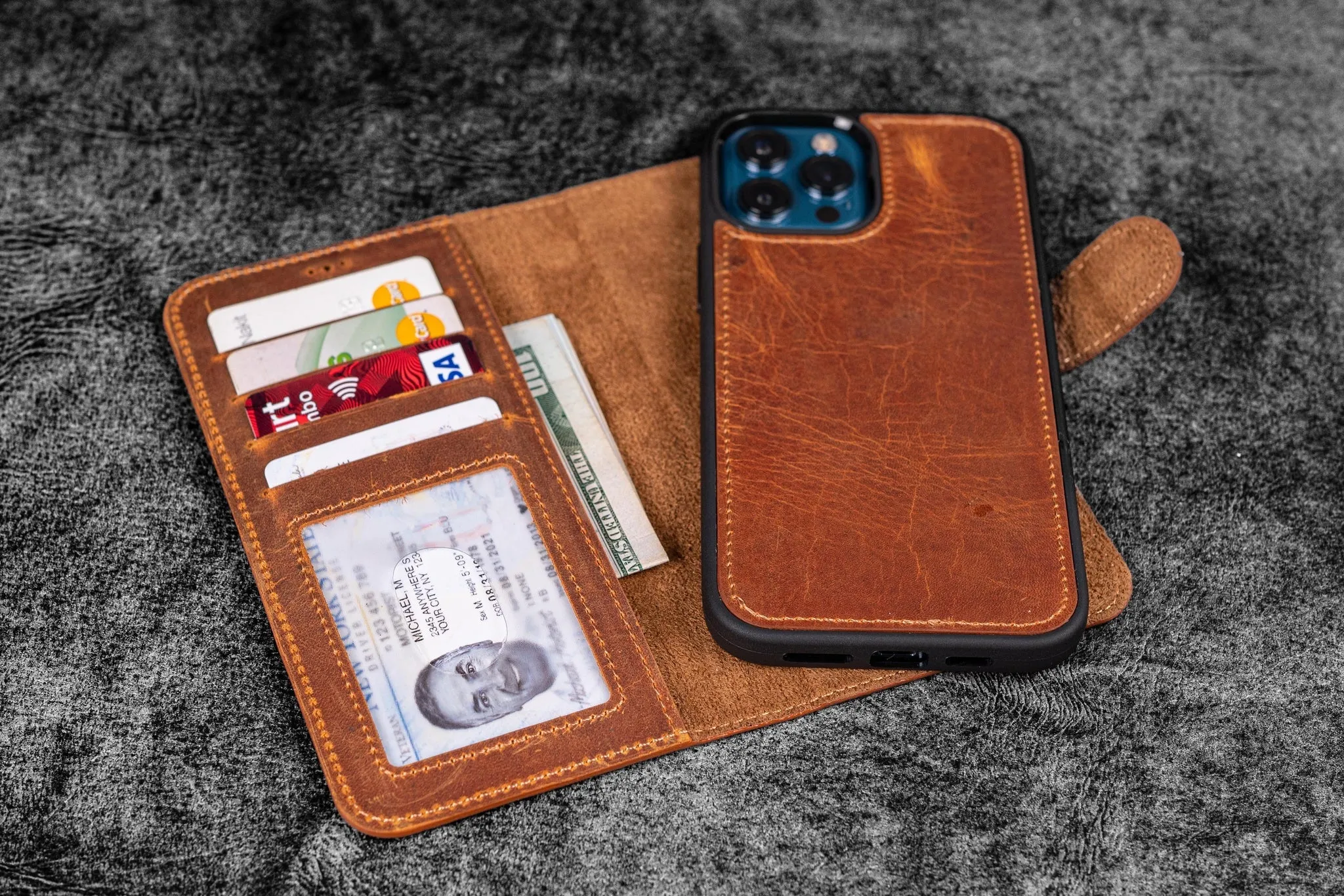 Detachable iPhone 13 Pro  Leather Wallet Case