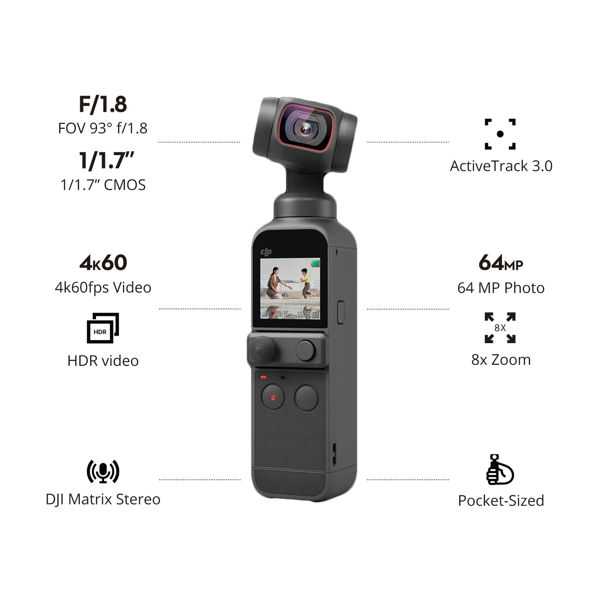 DJI Pocket 2 Creator Combo, 3 Axis Gimbal Stabilizer with 4K Camera, 1/1.7" CMOS, 64MP Photo, Face Tracking, YouTube, Vlog, Portable Video Camera for Android and iPhone, Black