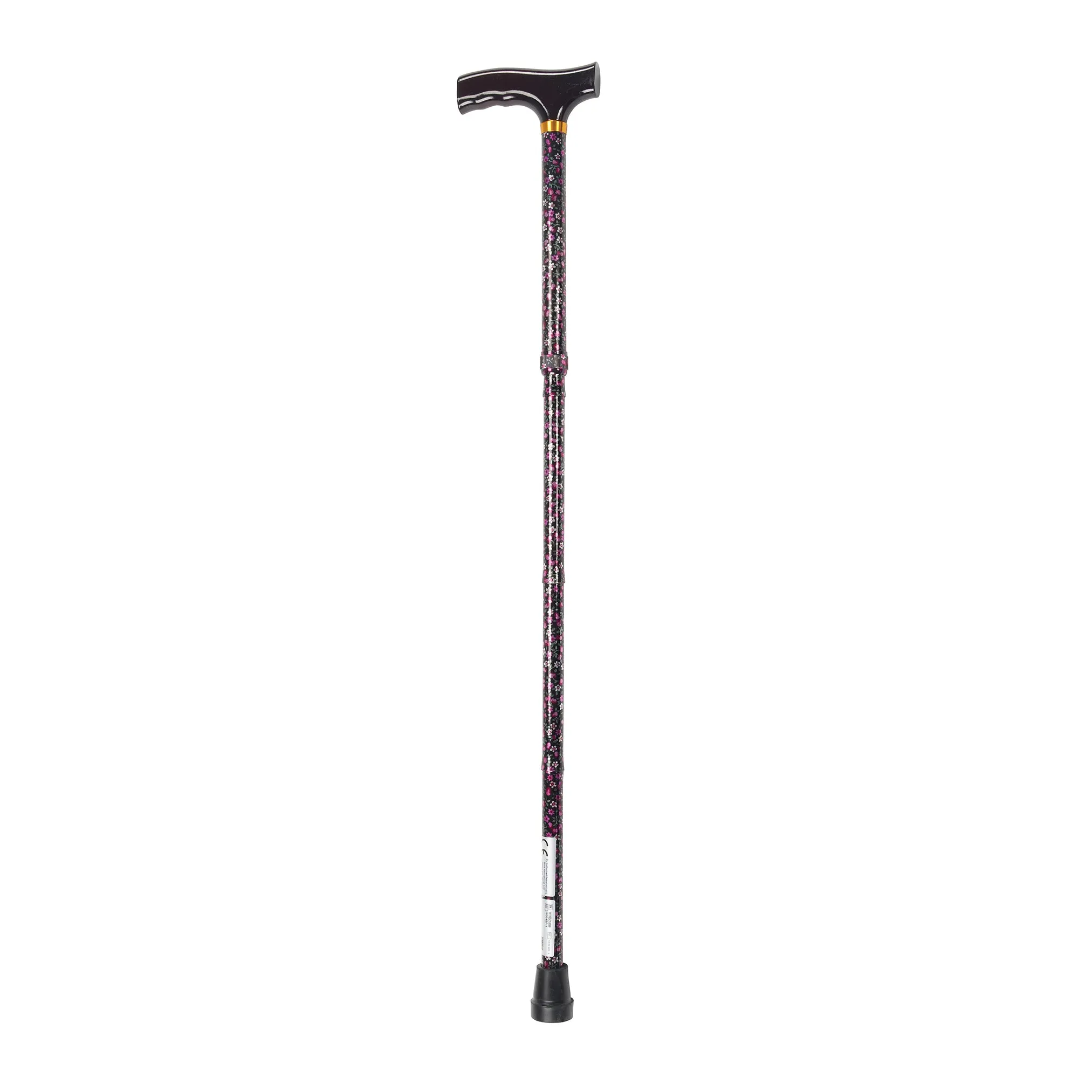 Drive Medical 10304bf-1 Lightweight Adjustable Folding Cane with T Handle, Black Floral