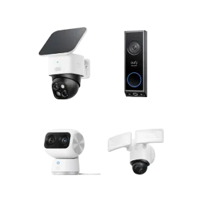 Dual Camera, SoloCam S340, Video Doorbell E340, Indoor Cam S350 with Floodlight Camera E340 Wired