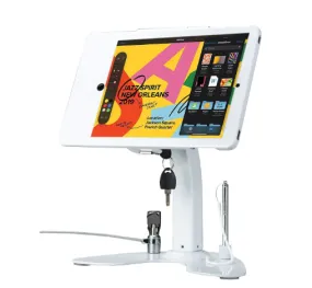 Dual Kiosk Stand – CTA Security Stand with Locking Case, Cable, Stylus, and Tether for iPad Gen. 5-6, iPad Air 1-2, and iPad Pro 9.7” (PAD-ASKW) – White