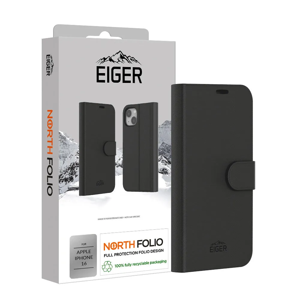 Eiger North Folio Case for Apple iPhone 16 in Black