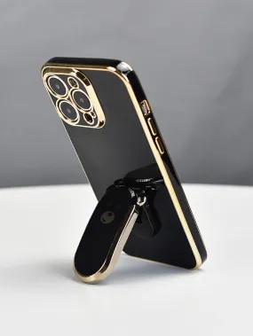 Electroplated Cute Bear Bracket Phone Case with Hidden Stand