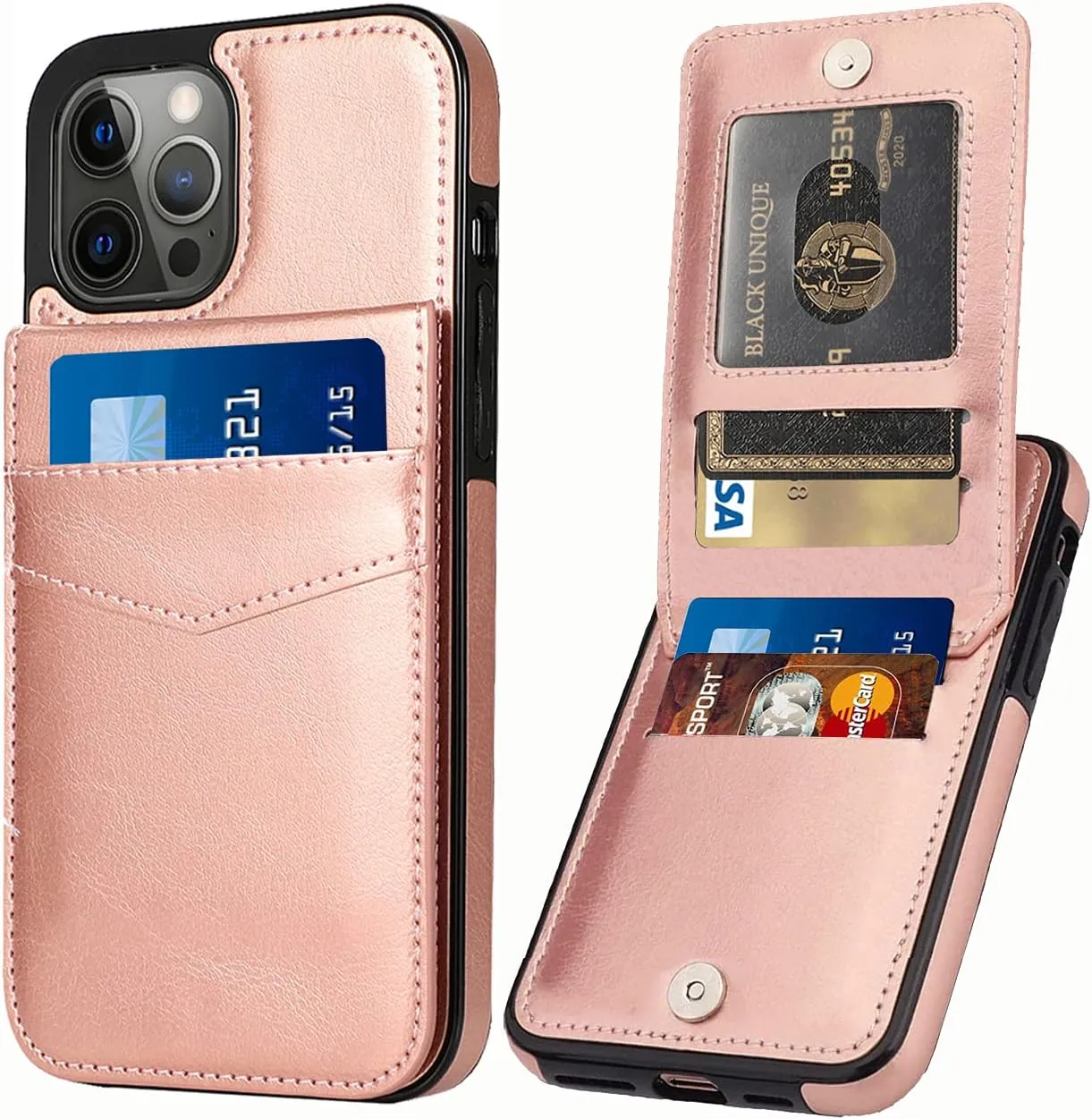 Entronix Slim Wallet Case for Apple iPhone 12 Pro Max, Leather Wallet & Card Holder Bumper Cover,