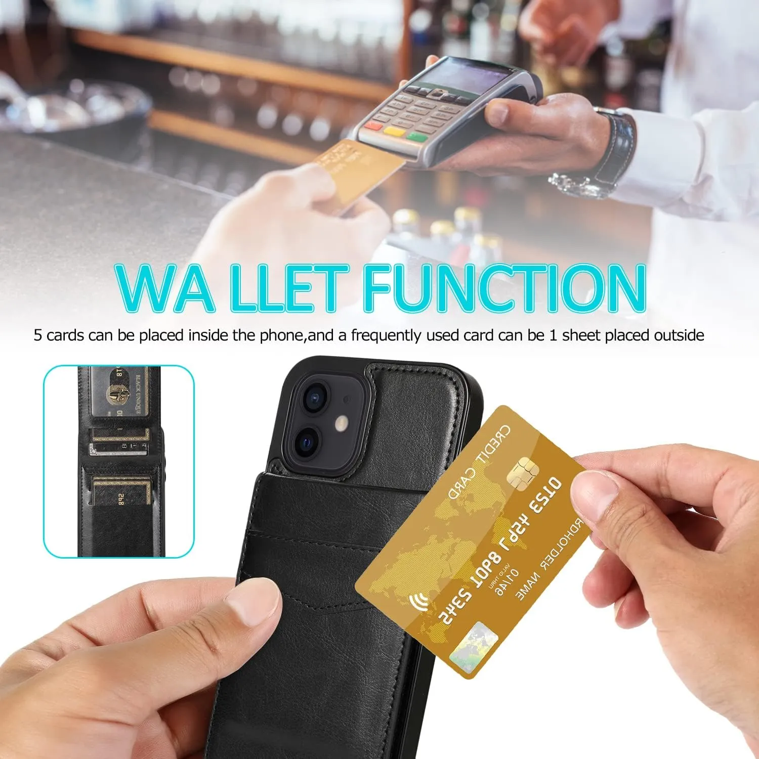 Entronix Slim Wallet Case for Apple iPhone 12 Pro Max, Leather Wallet & Card Holder Bumper Cover,