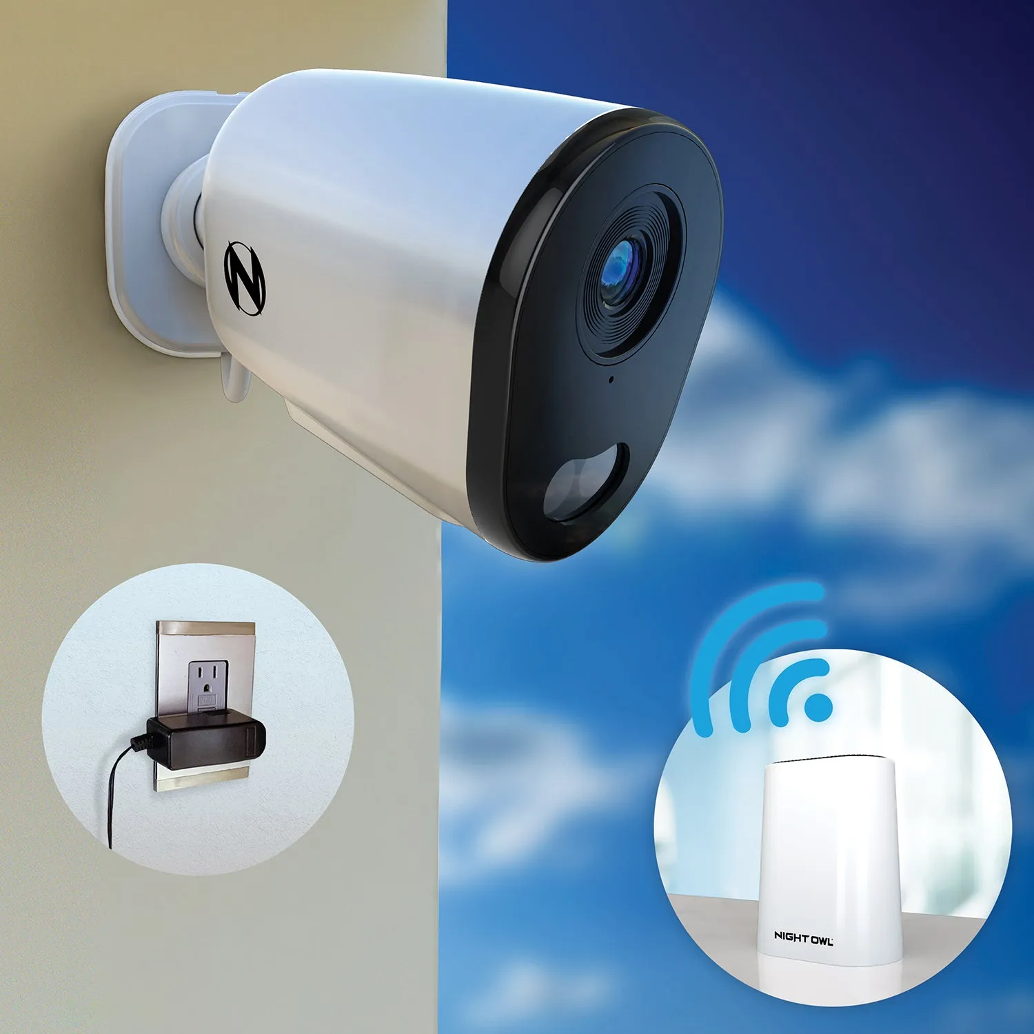 Expandable Wi-Fi Security Hub with 64GB microSD Card and 3 Plug-In Wireless 4K Deterrence Cameras