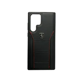 Ferrari Leather Protective Case for SM S23 Ultra, Black