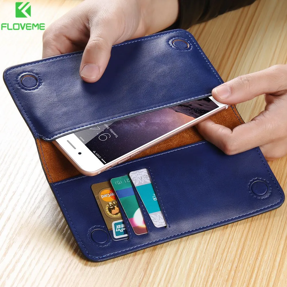 FLOVEME Luxury Retro Leather Wallet Phone Bags Case for iPhone 7 7 Plus Case Soft Brand Cover Purse For Apple iPhone7 Phone Bag