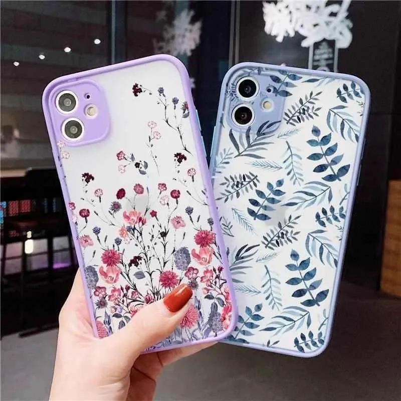 Flower Painted Cute Phone Cases For iPhone X XS MAX XR 6s 7 8 Plus SE 2 12 11 pro MAX