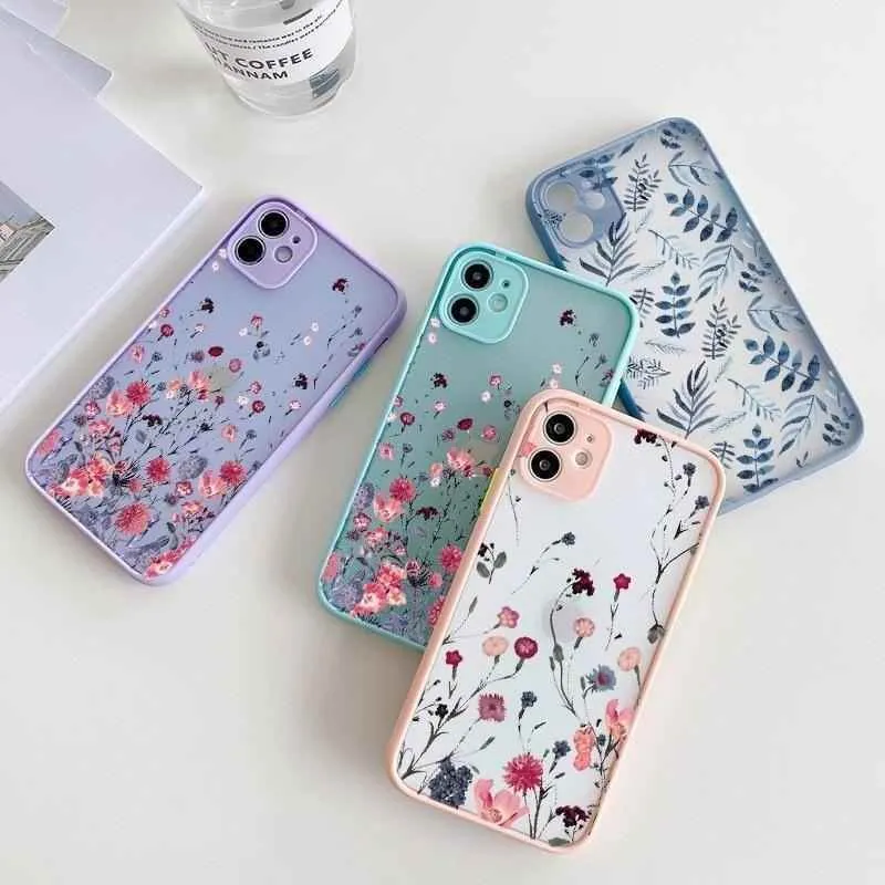 Flower Painted Cute Phone Cases For iPhone X XS MAX XR 6s 7 8 Plus SE 2 12 11 pro MAX