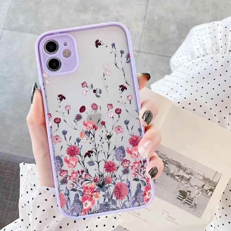 Flower Painted Cute Phone Cases For iPhone X XS MAX XR 6s 7 8 Plus SE 2 12 11 pro MAX