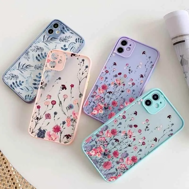 Flower Painted Cute Phone Cases For iPhone X XS MAX XR 6s 7 8 Plus SE 2 12 11 pro MAX