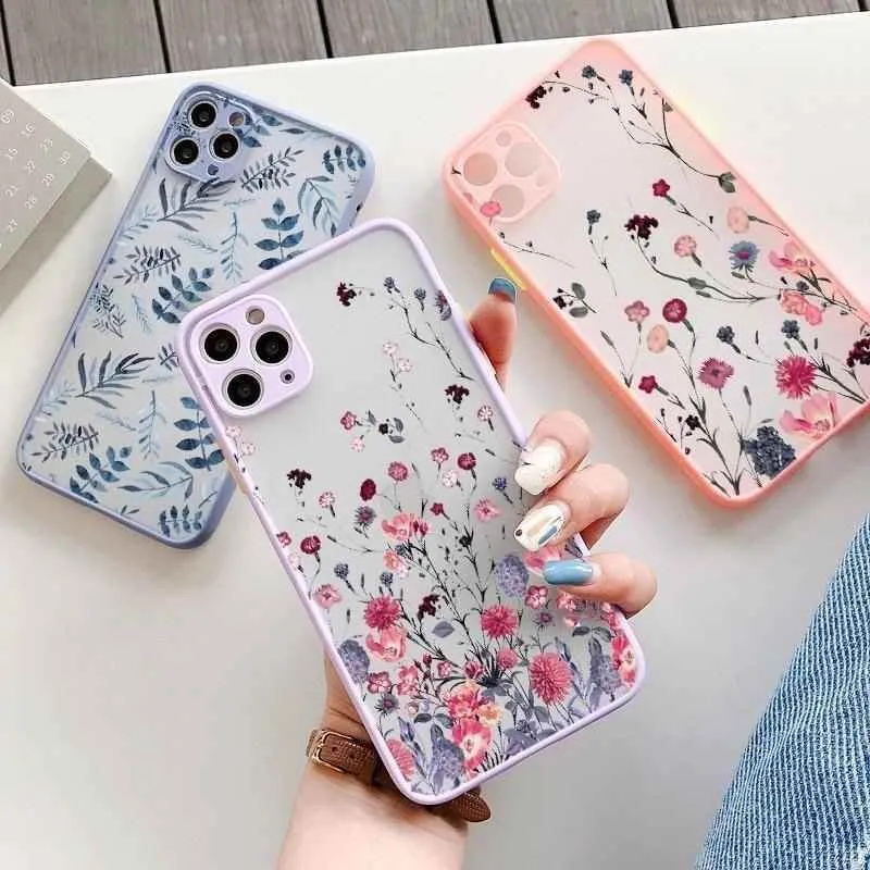 Flower Painted Cute Phone Cases For iPhone X XS MAX XR 6s 7 8 Plus SE 2 12 11 pro MAX